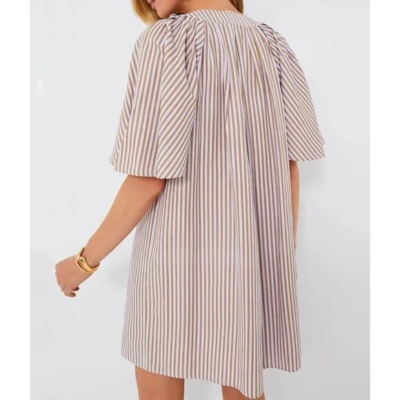 Tuckernuck Pomander Place Lilac Purple Stripe Seersucker Short Sleeve Dress XL - Picture 7 of 7